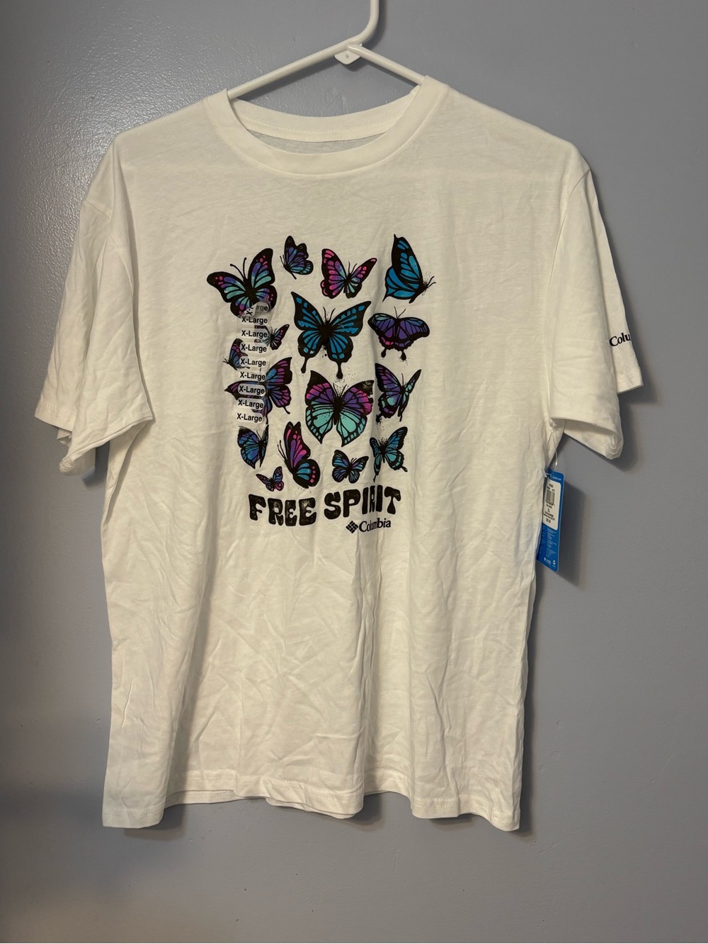 Columbia Youth XL Free Spirit Butterfly Graphic T-Shirt White Sz XL. NWT